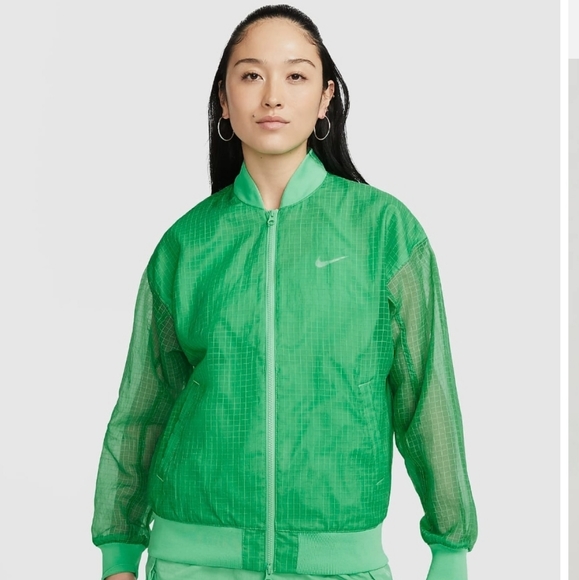 Nike Jackets & Blazers - NWT Nike Essentials  Green Varsity Woven Bomber Jacket